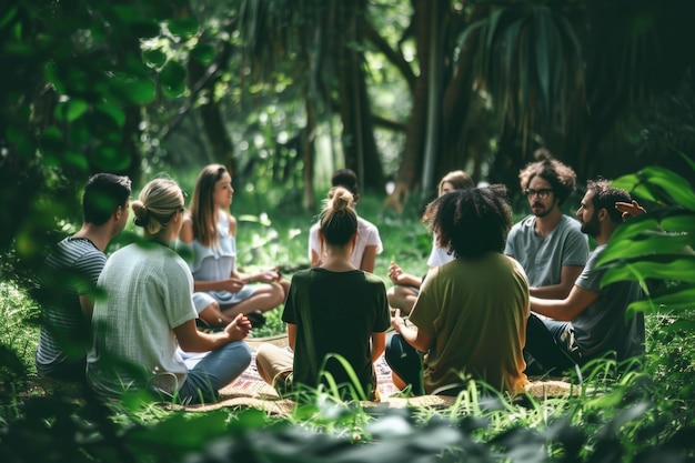 Spotkanie zespołu w lesie